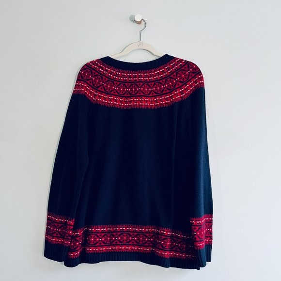 Talbots - Fair Isle Cardigan - Blue & Red - Picture 4 of 8